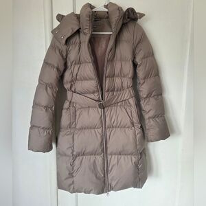 Uniqlo Women's Taupe Long Belted Puffer Coat Xsmall